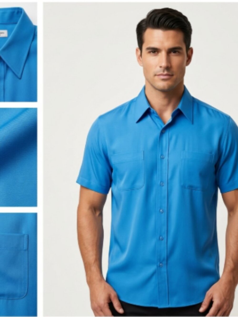 Giorgio Milano Men Large Blue Short Sleeve Button Up Shirt